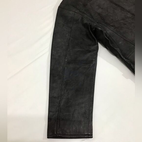 Black Leather Jacket Mercedes Logo New Size Small - Picture 5 of 16